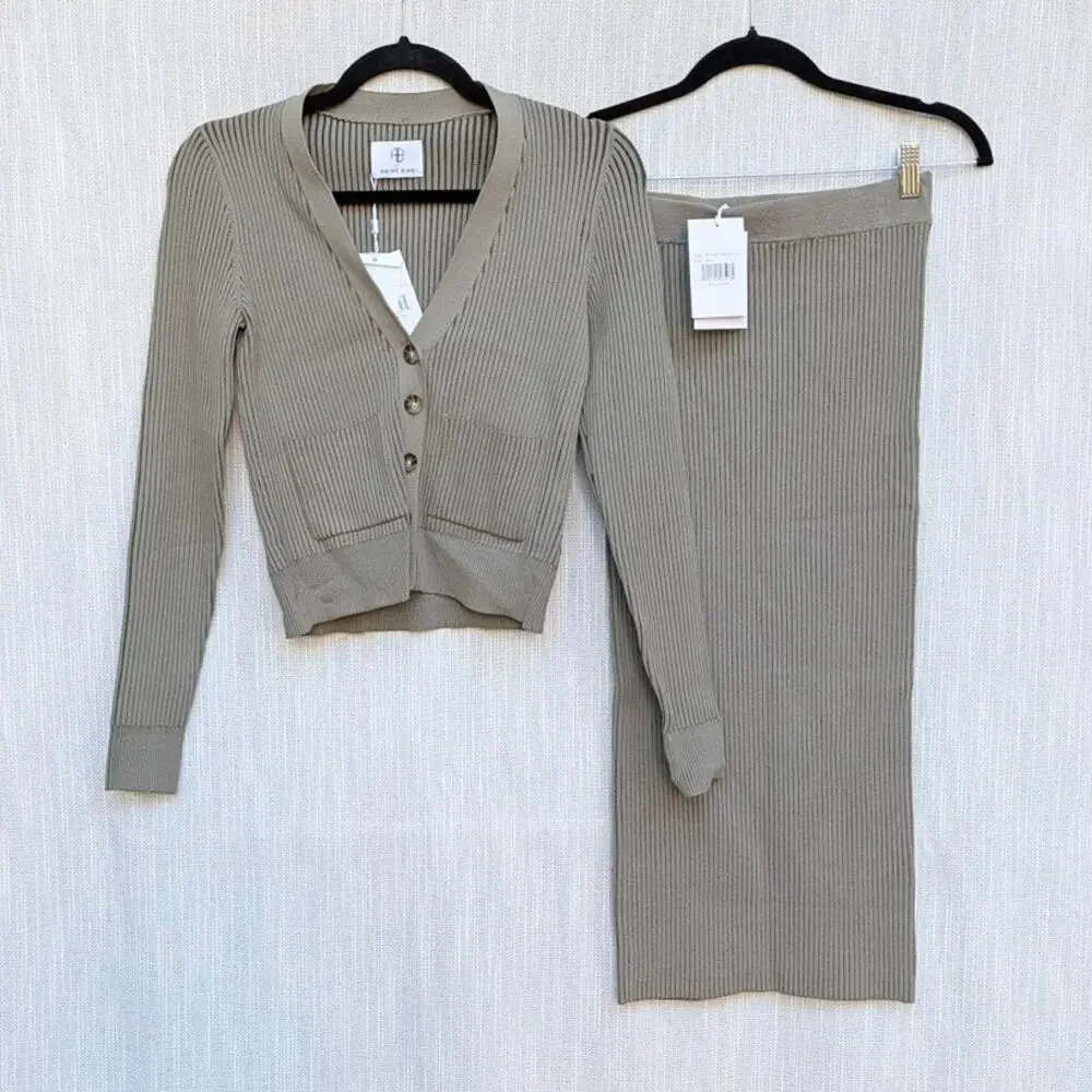 Anine Bing Matching Knit Set Womens S Layla Cardigan & Julian Pencil Skirt NWT